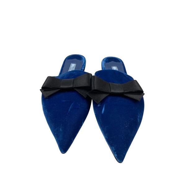 Prada Velvet Mules in Blue with Black satin bow - Size 39 - Picture 3 of 7